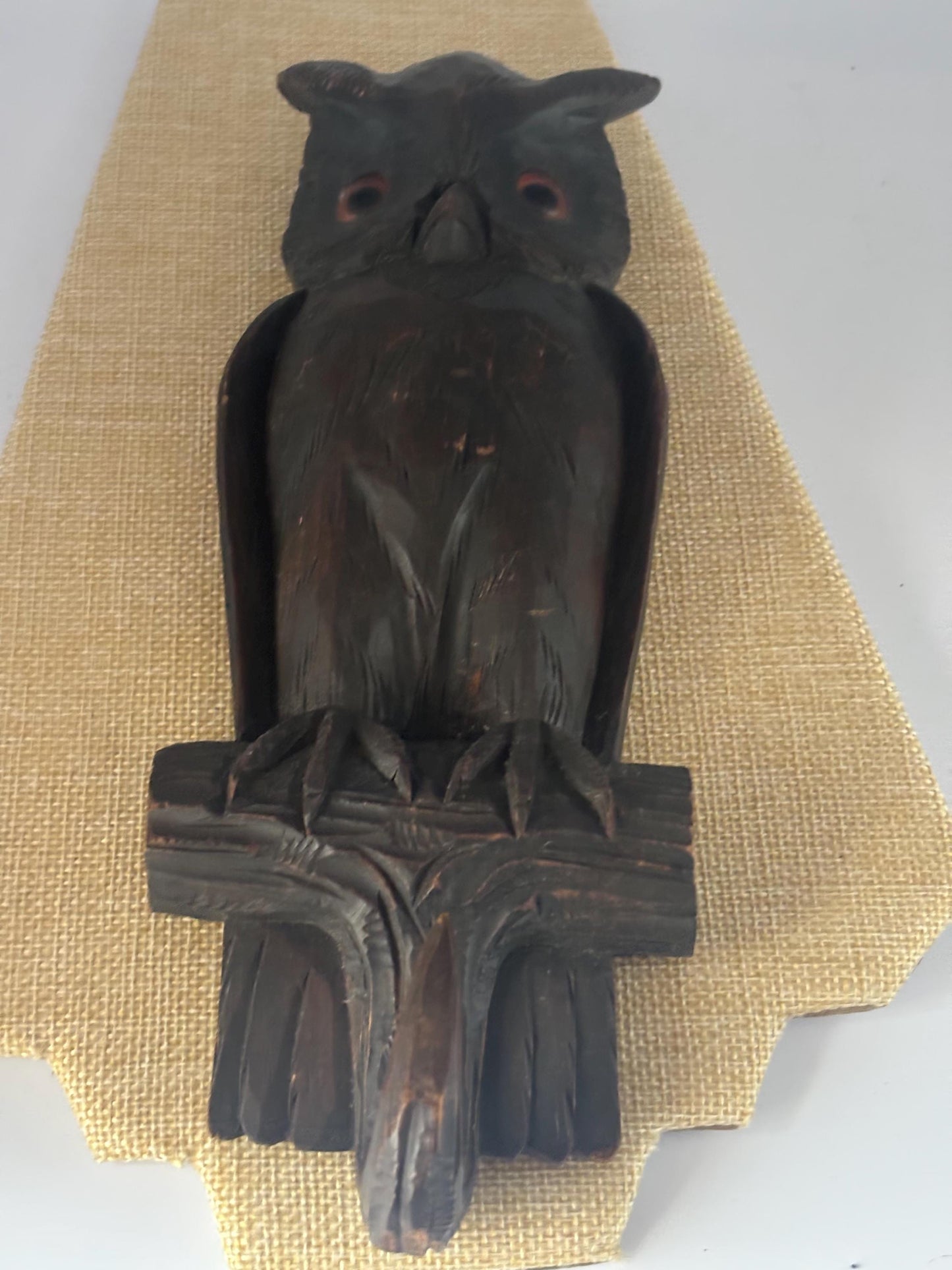 Vintage Black Forest Carved Owl Wall Hook Made in Germany Lover Antiques and Vintage
