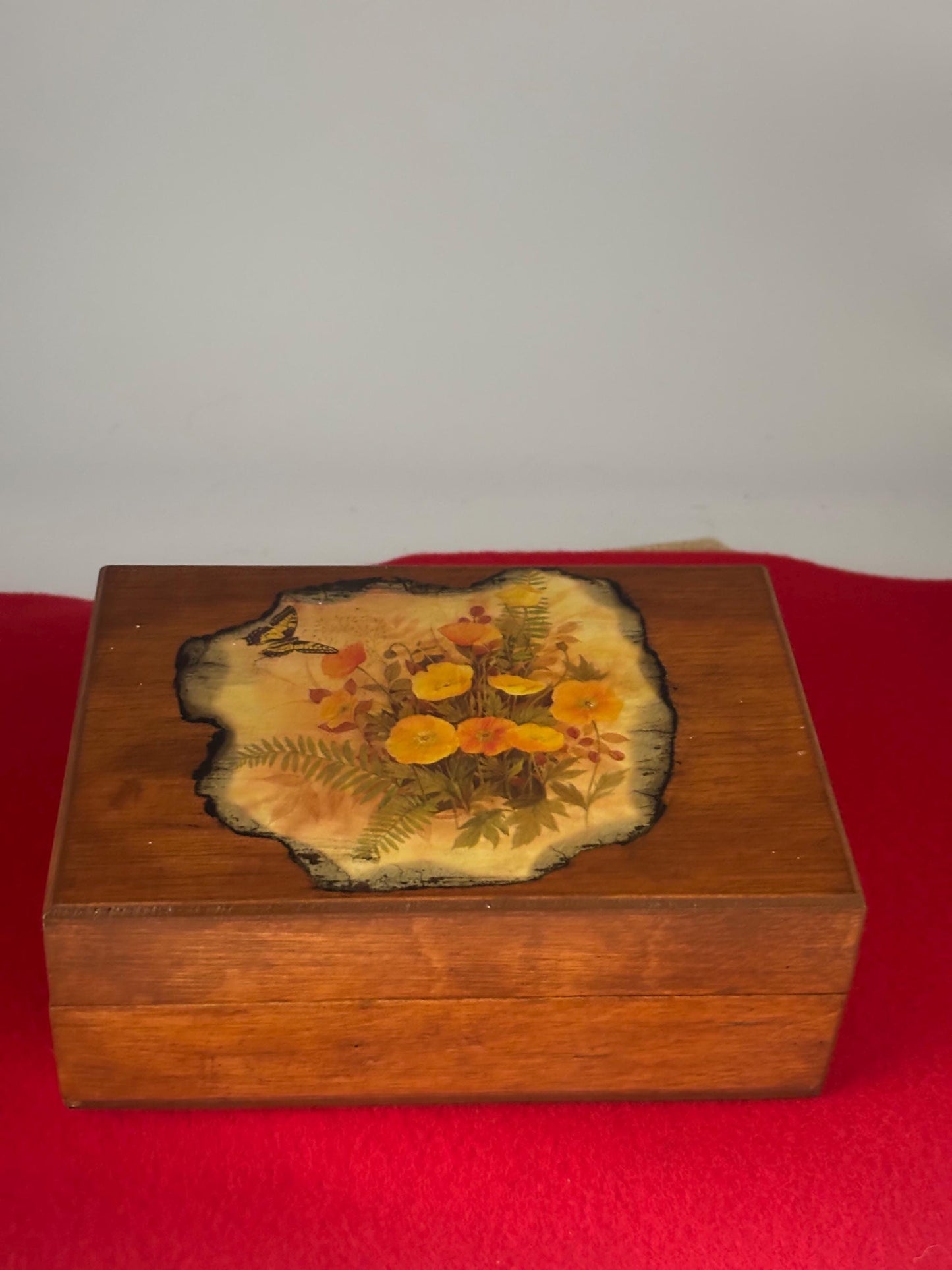 Vintage Cedar Wooden Box Lined Trinket Box Lover Antiques and Vintage