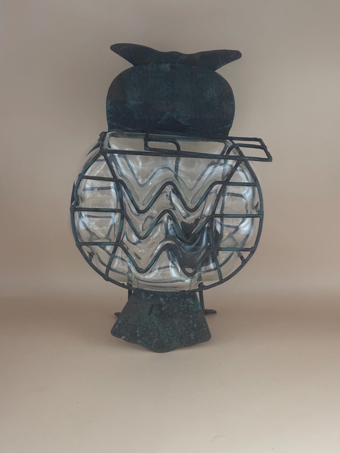 Antique Metal and Glass Owl Candle Holder Lover Antiques and Vintage