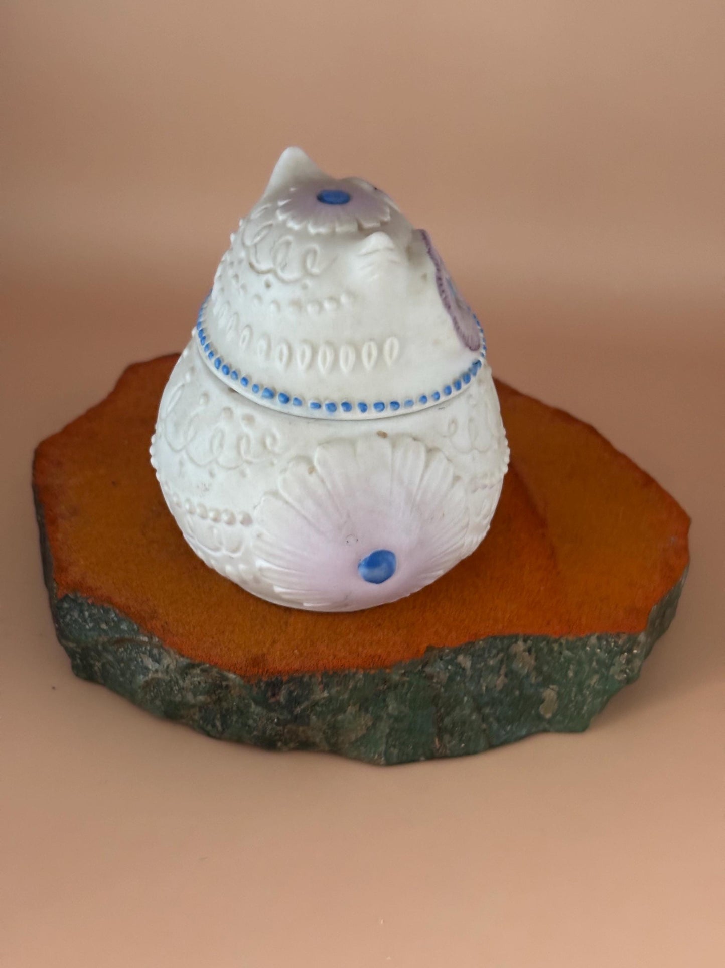 Vintage Lefton Porcelain Owl Trinket Box Lover Antiques and Vintage