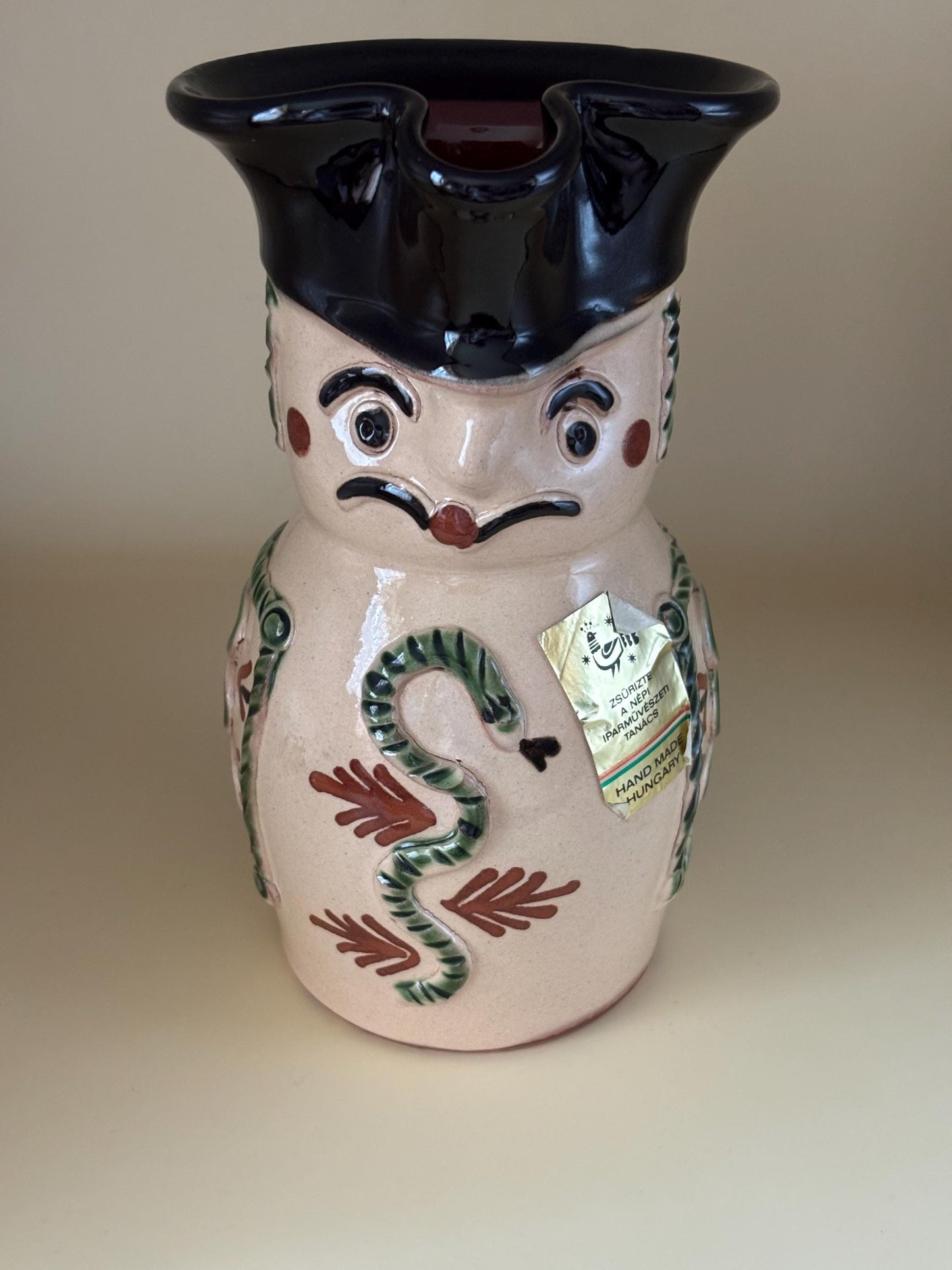 Vintage Hungarian Miska Soldier Jug Traditional Wine Vessel Pitcher Lover Antiques Vintage