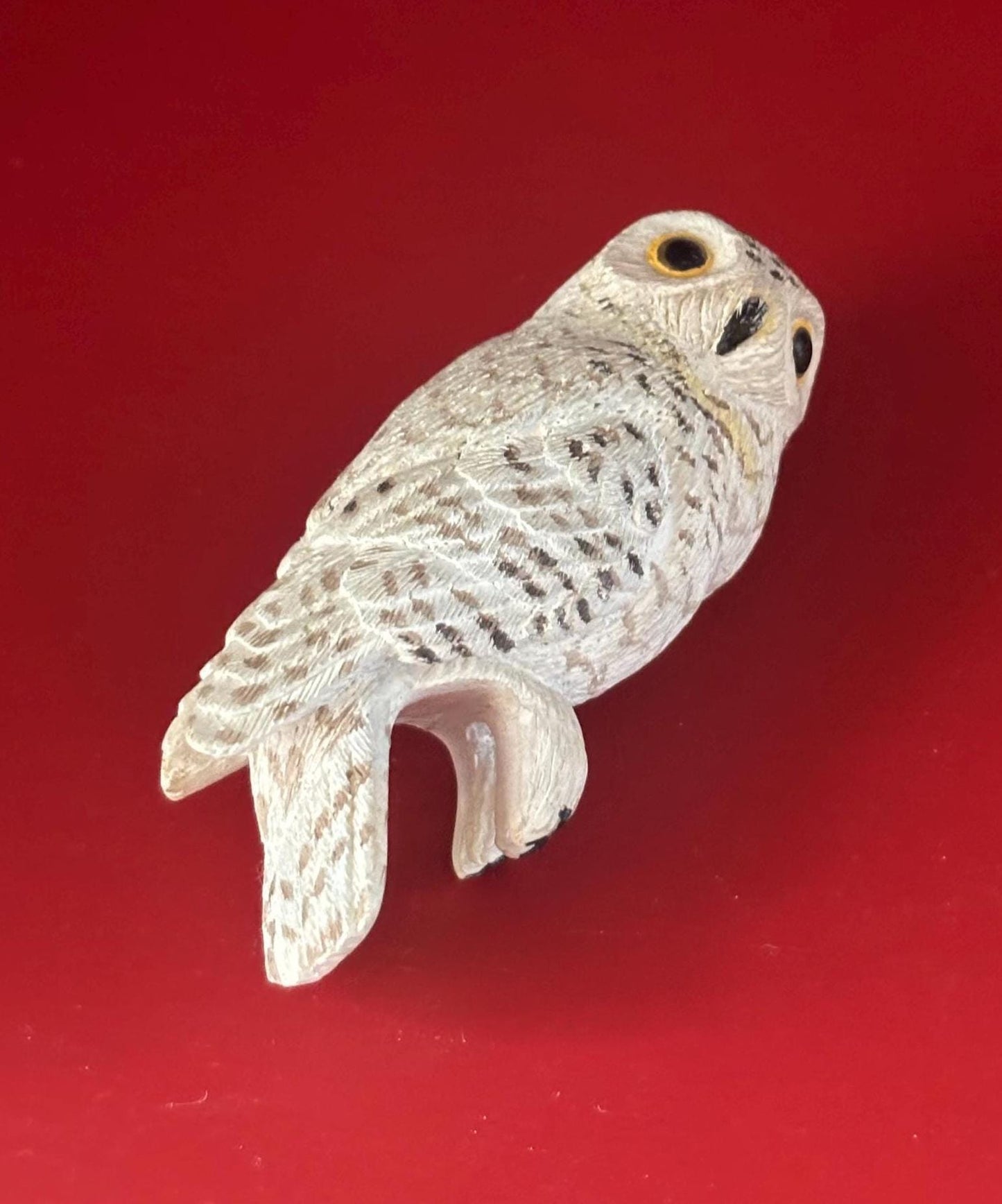 Vintage Snowy Owl Ceramic Figurine Land & Sea Collectible Glass Eyes Lover Antiques and Vintage
