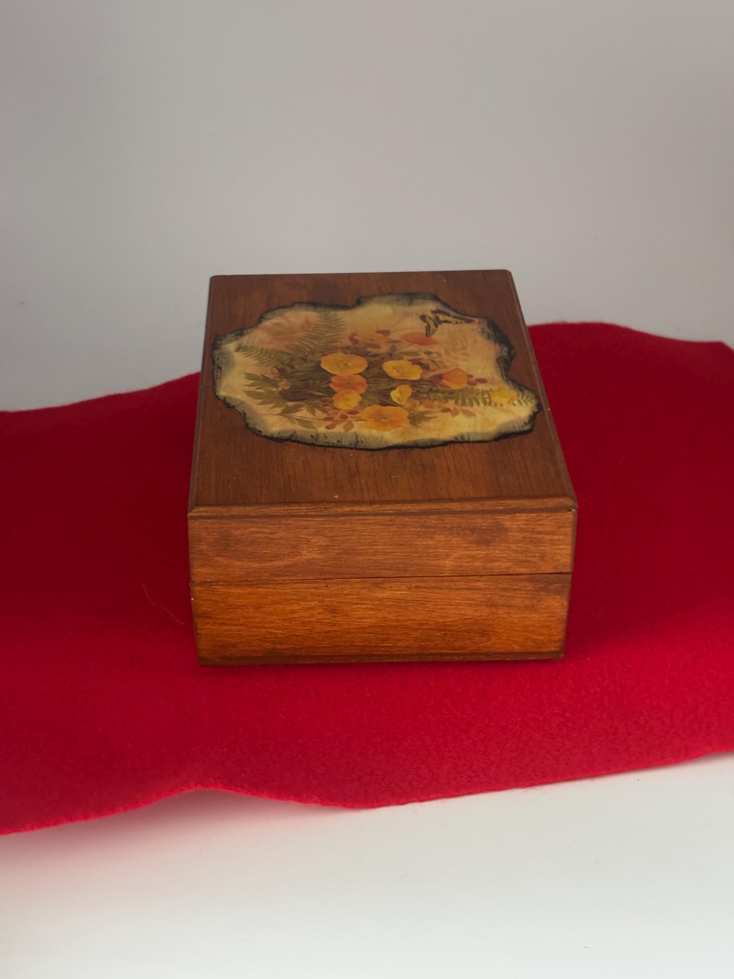 Vintage Cedar Wooden Box Lined Trinket Box Lover Antiques and Vintage
