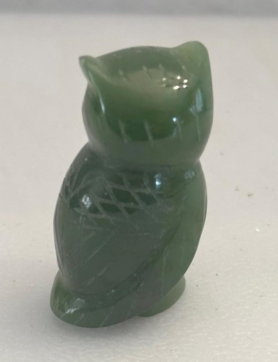 Vintage Carved Jade Great Horned Owl Jadeite Nephrite Owl Figurine Lover Antiques and Vintage