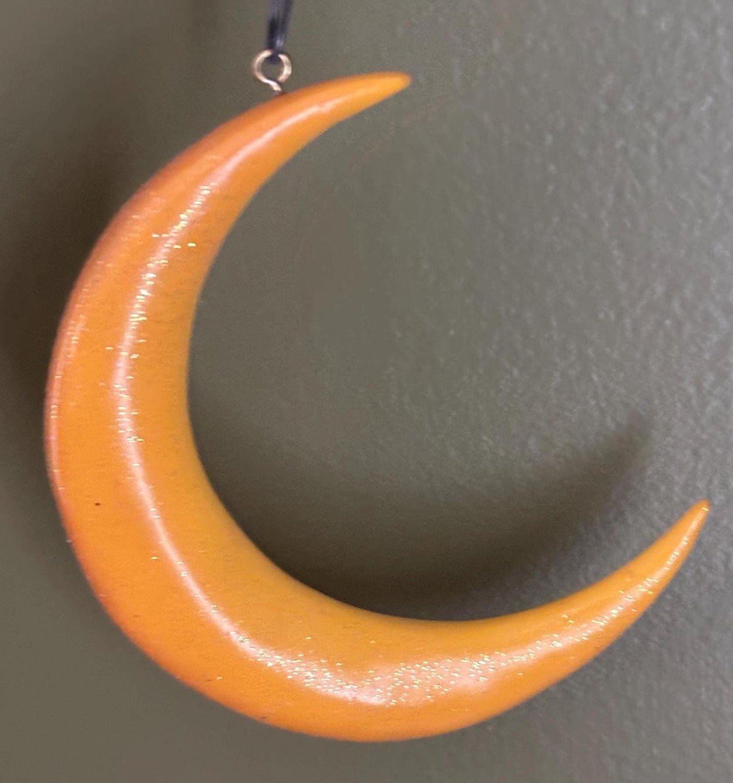 Vintage Resin Moon Ornament Signed Stouffer Crescent Moon Art Lover Antiques and Vintage