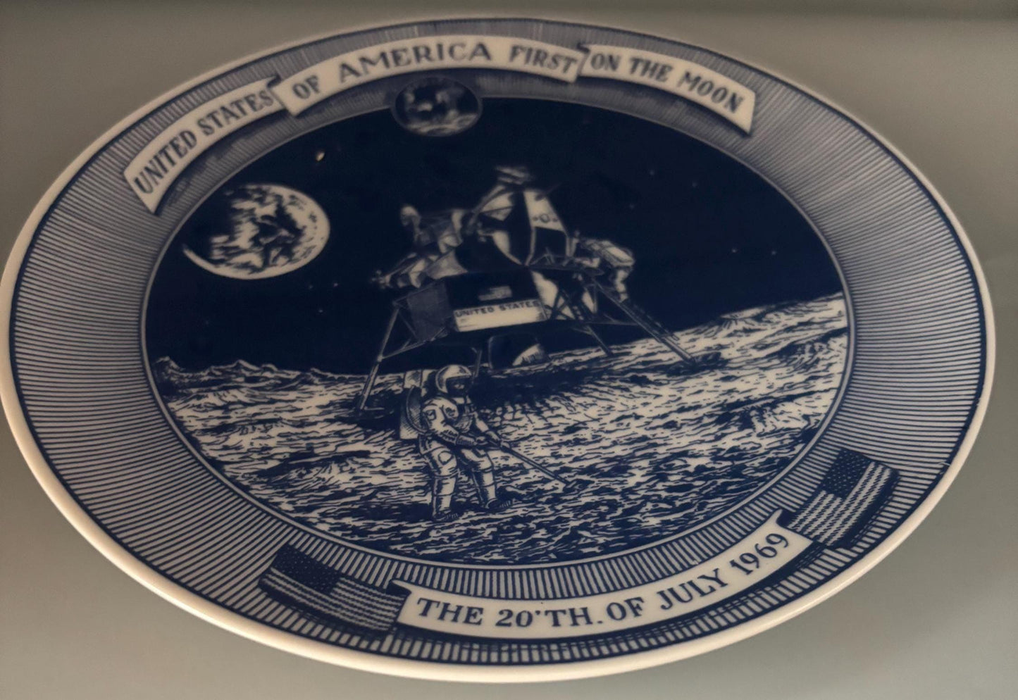Vintage Lund & Clausen Plate Copenhagen Denmark First on the Moon Lover Antiques and Vintage
