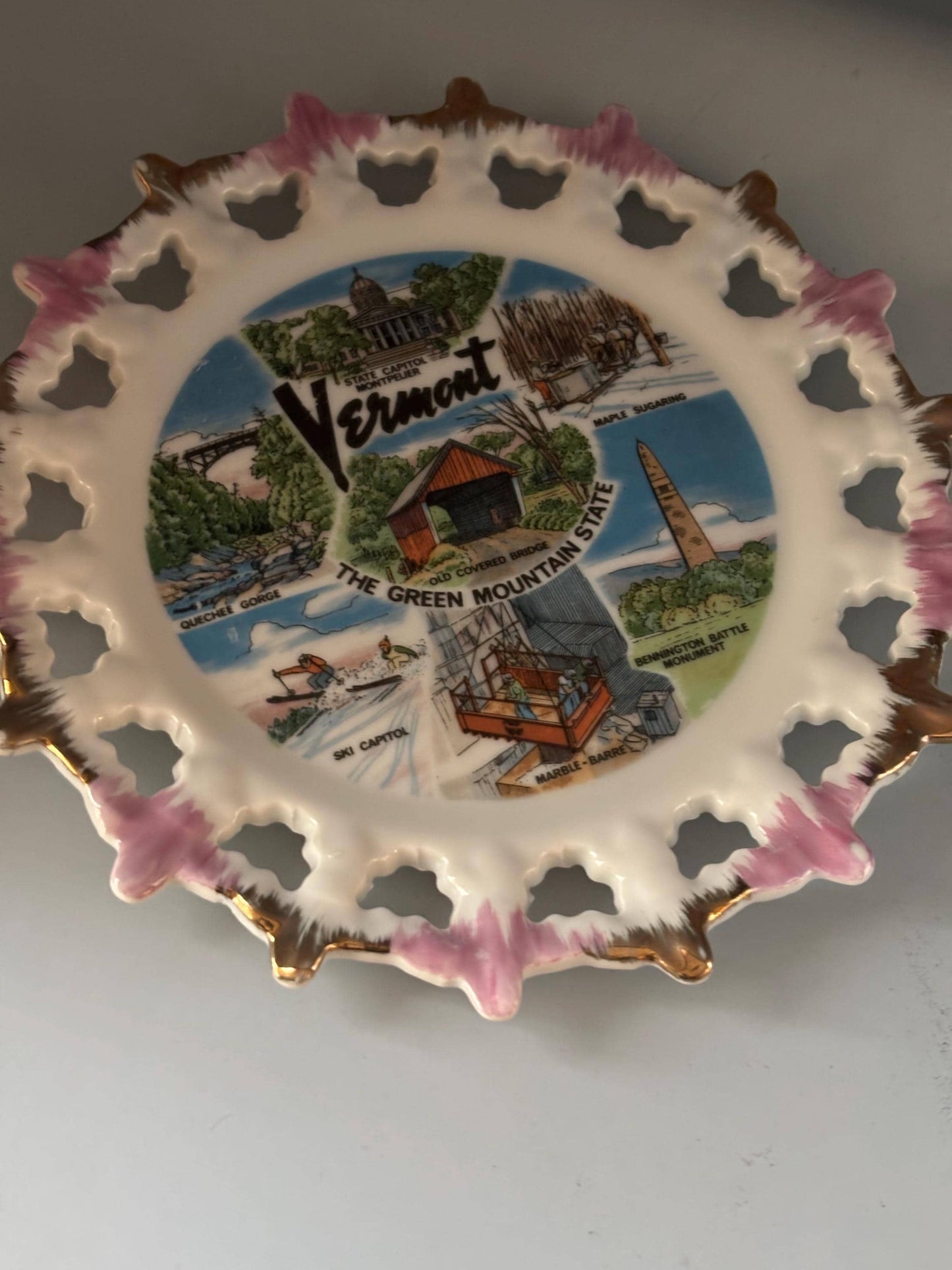 Vintage Vermont Plate The Green Mountain State Commemorative Plate by Nanco Lover Antiques and Vintage