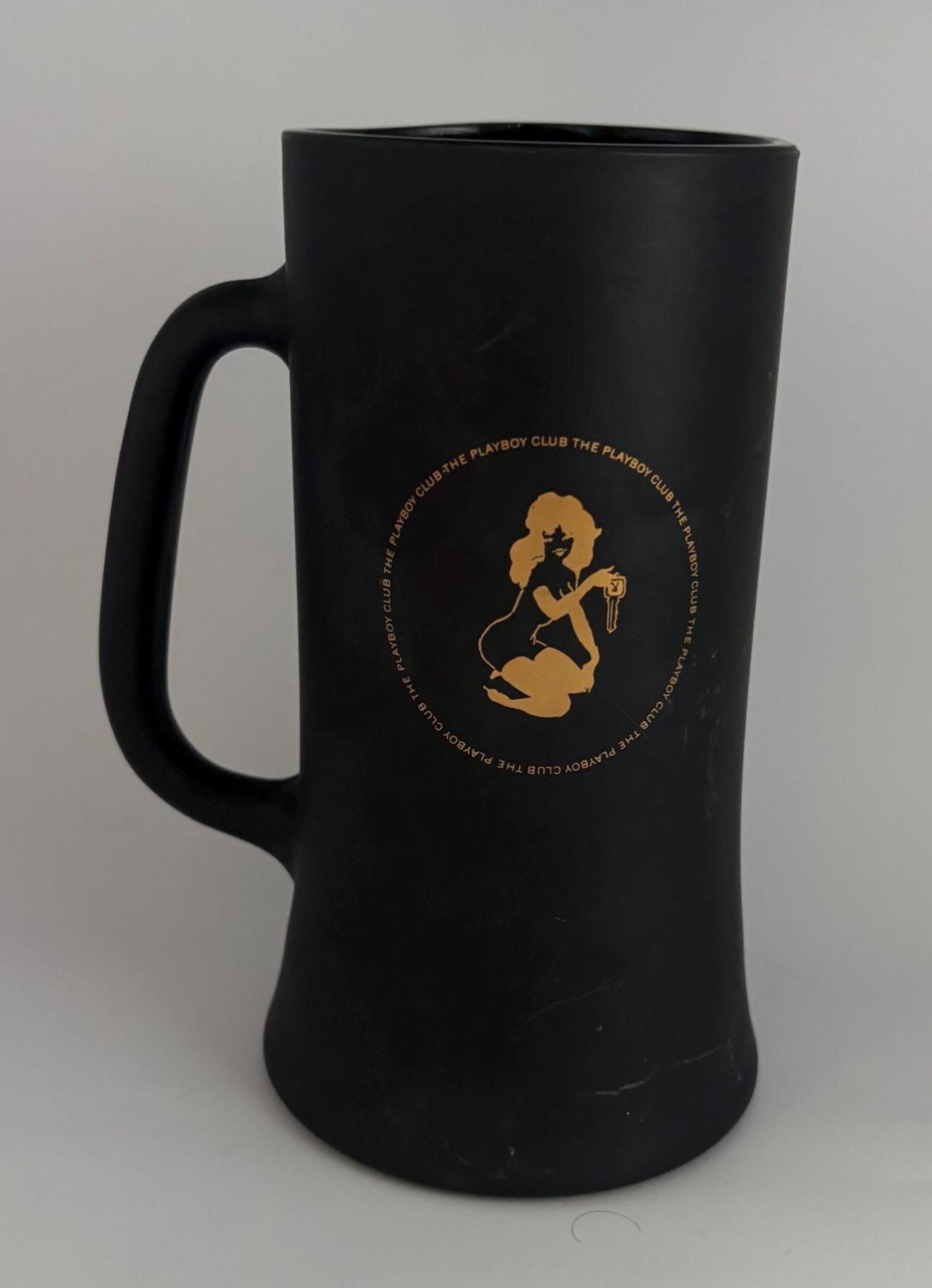 Vintage Playboy Stein Tall Clay Cup Beer Mug with Playboy Bunny Charcoal Matte Look Lover Antiques and Vintage