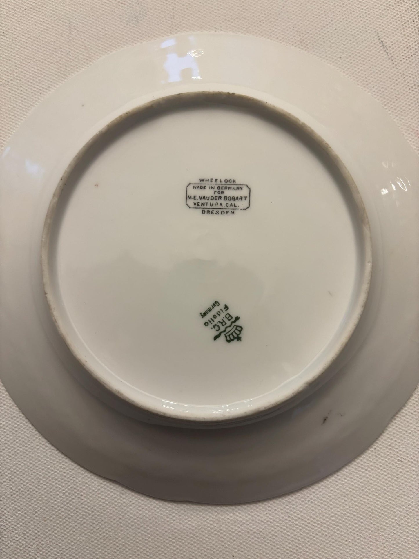 Antique Wheelock Plate ME Vauder Bogart Souvenir BRC Fidello Germany San Buena Ventura Mission Founded 1787 Lover Antiques and Vintage