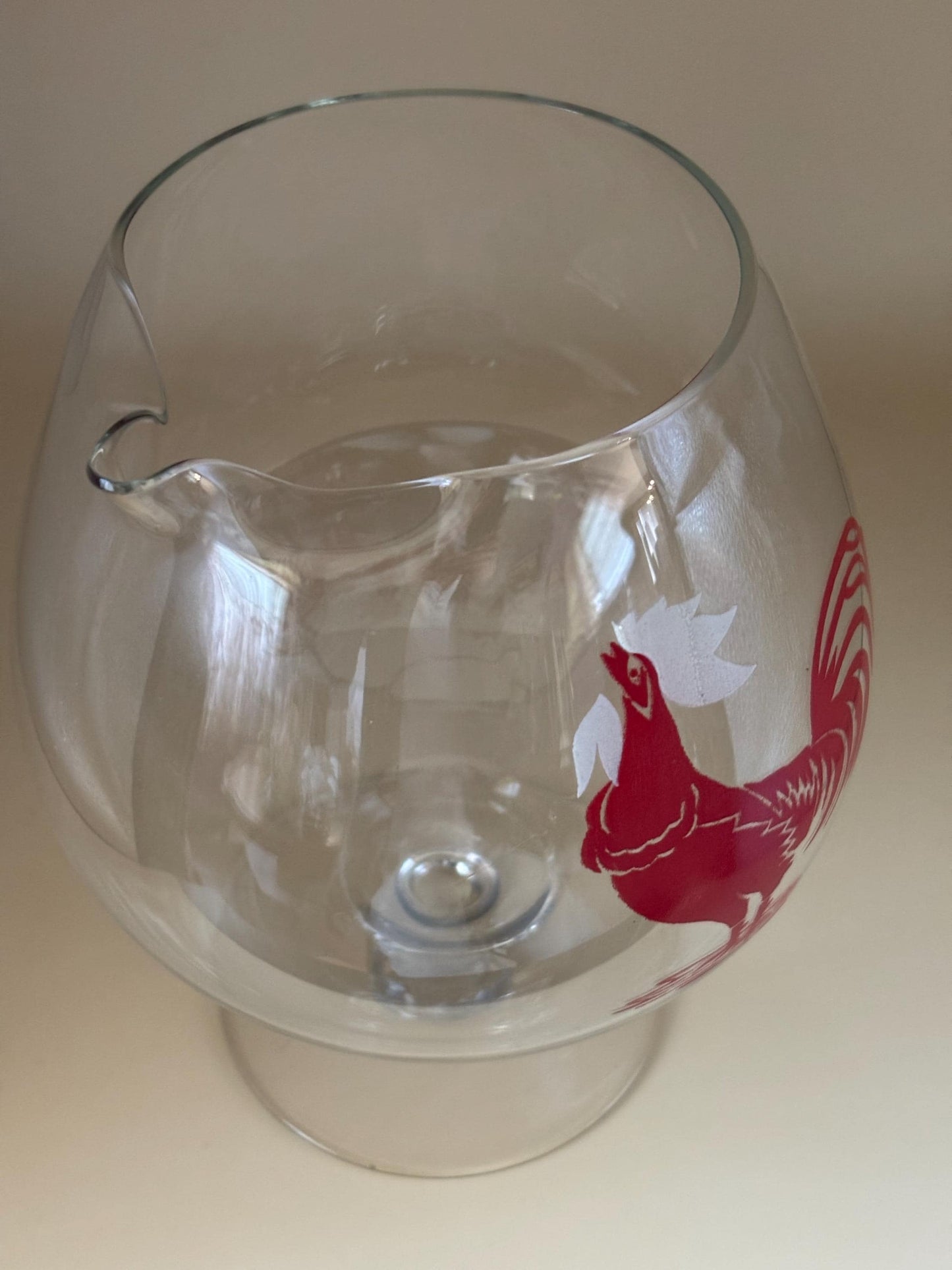 Vintage Red Rooster Glass Pitcher Rare Rooster Gift Lover Antiques and Vintage