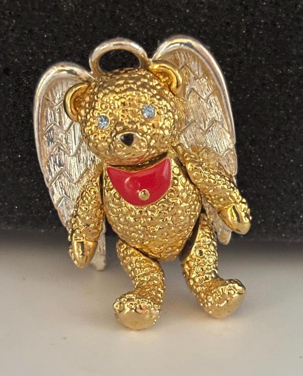 Vintage Angel Bear with Wings Pin or Pendant Batya Angel Heart Teddy Bear Articulated Bear Gift Lover Antiques and Vintage