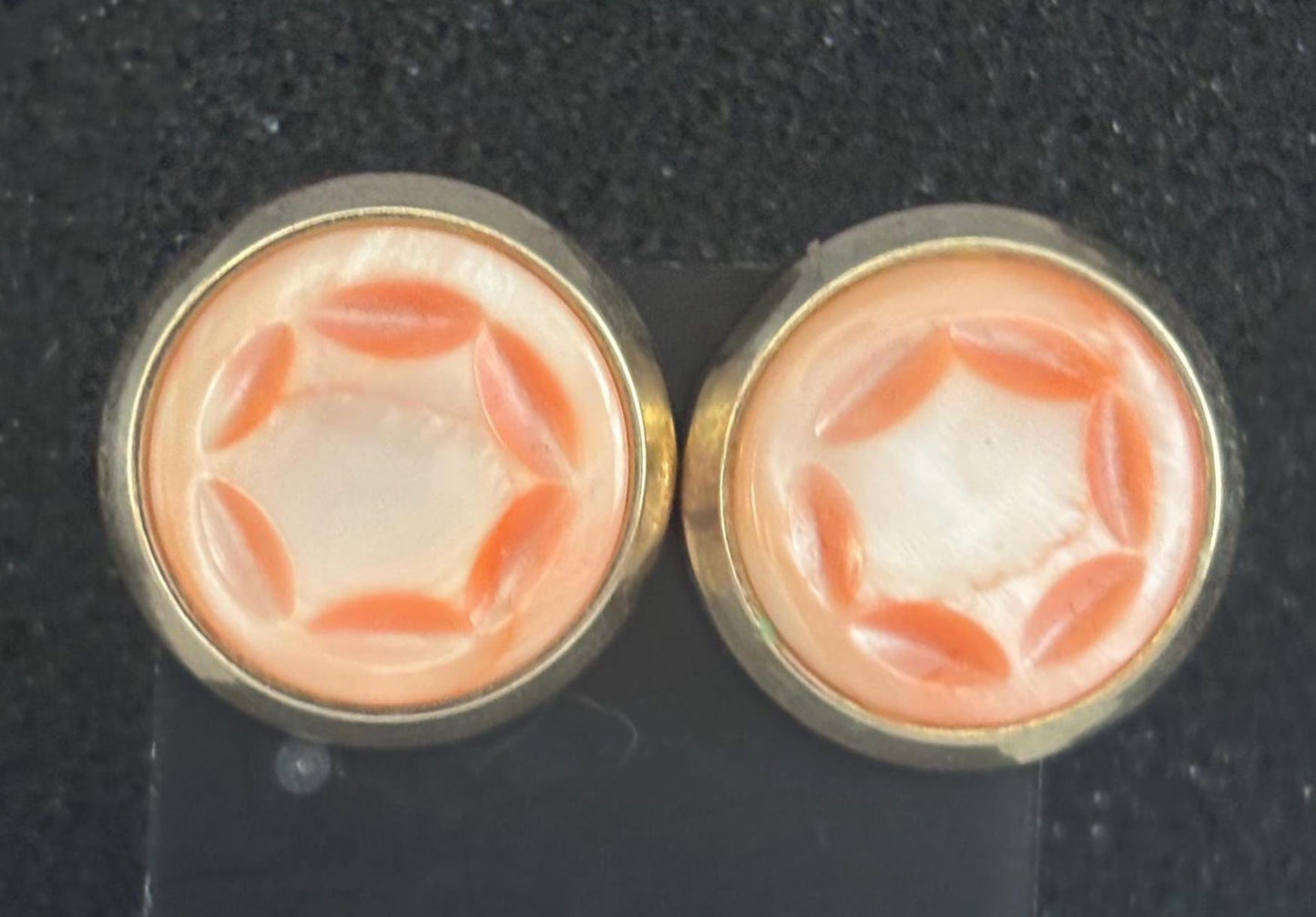 Vintage Peachy Agate Gemstone Earrings Clip On Floral Starburst Lover Antiques and Vintage