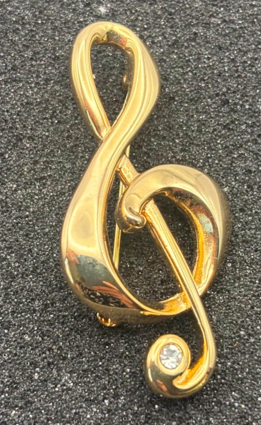 Vintage Gold Music Pin Brooch Lover Antiques Red Enamel Pins