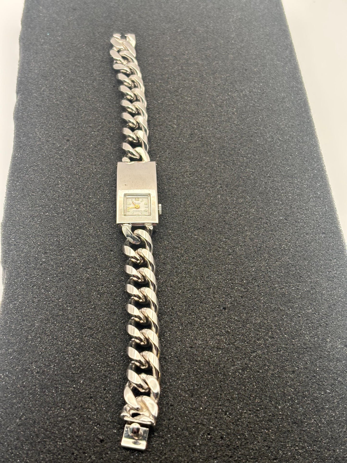 Vintage Lucerne Silver Chainlink Bracelet Watch Lover Antiques and Vintage