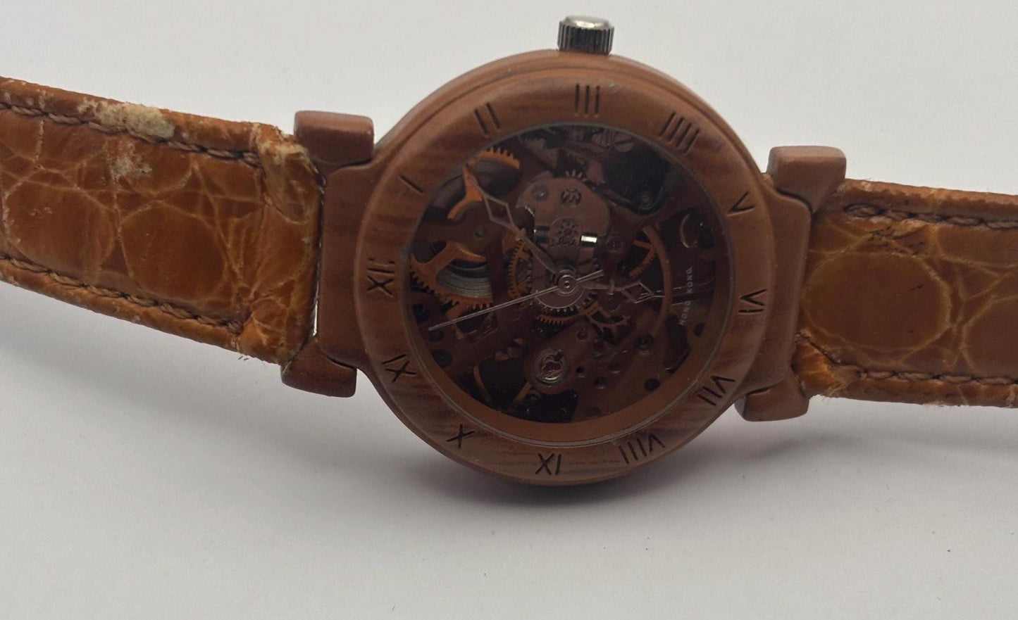 Vintage Skeleton Women's Watch with Genuine Leather Band Lover Antiques and Vintage
