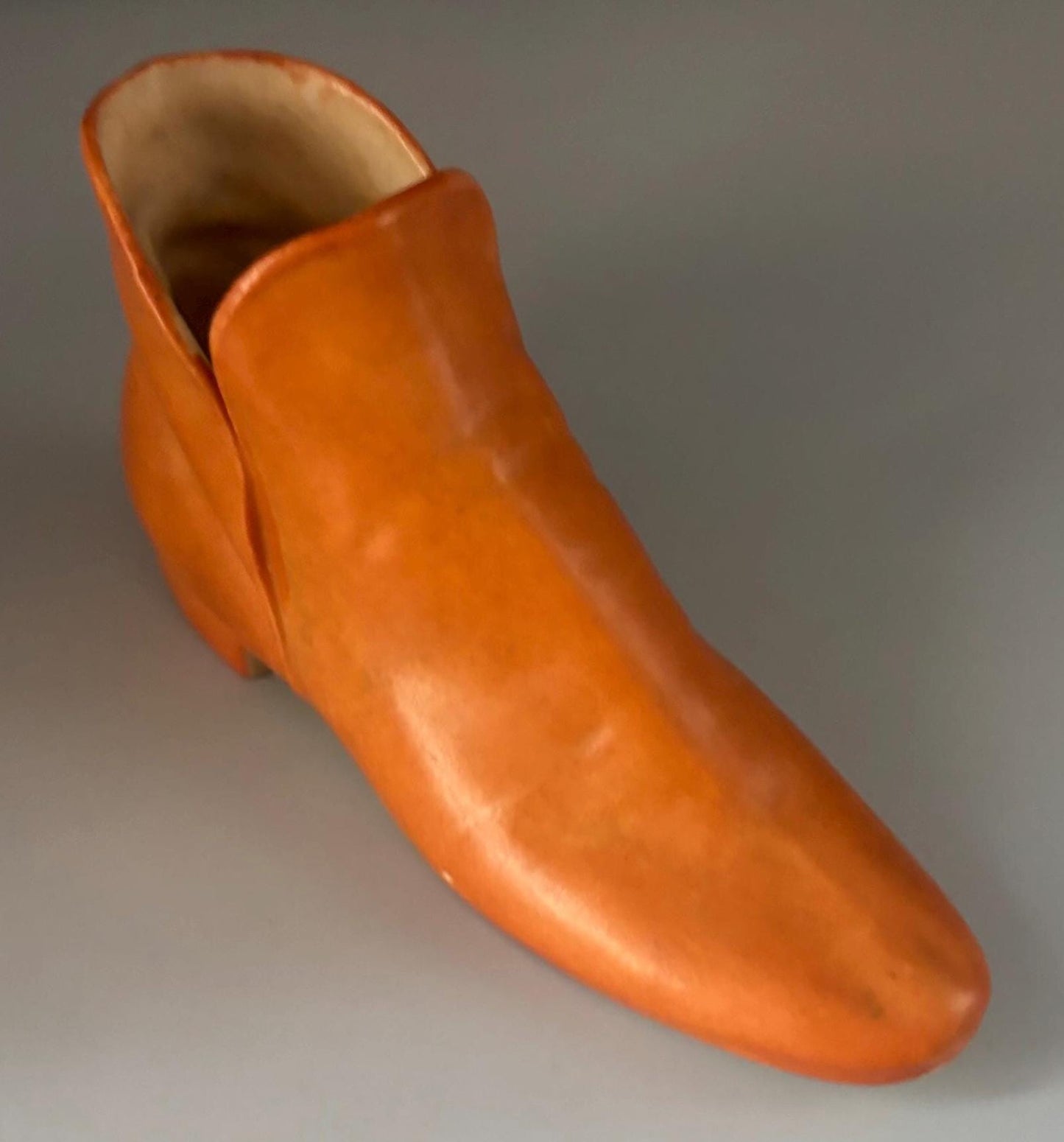 Vintage Ceramic Orange Cowboy Boot Shoe Lover Antiques and Vintage