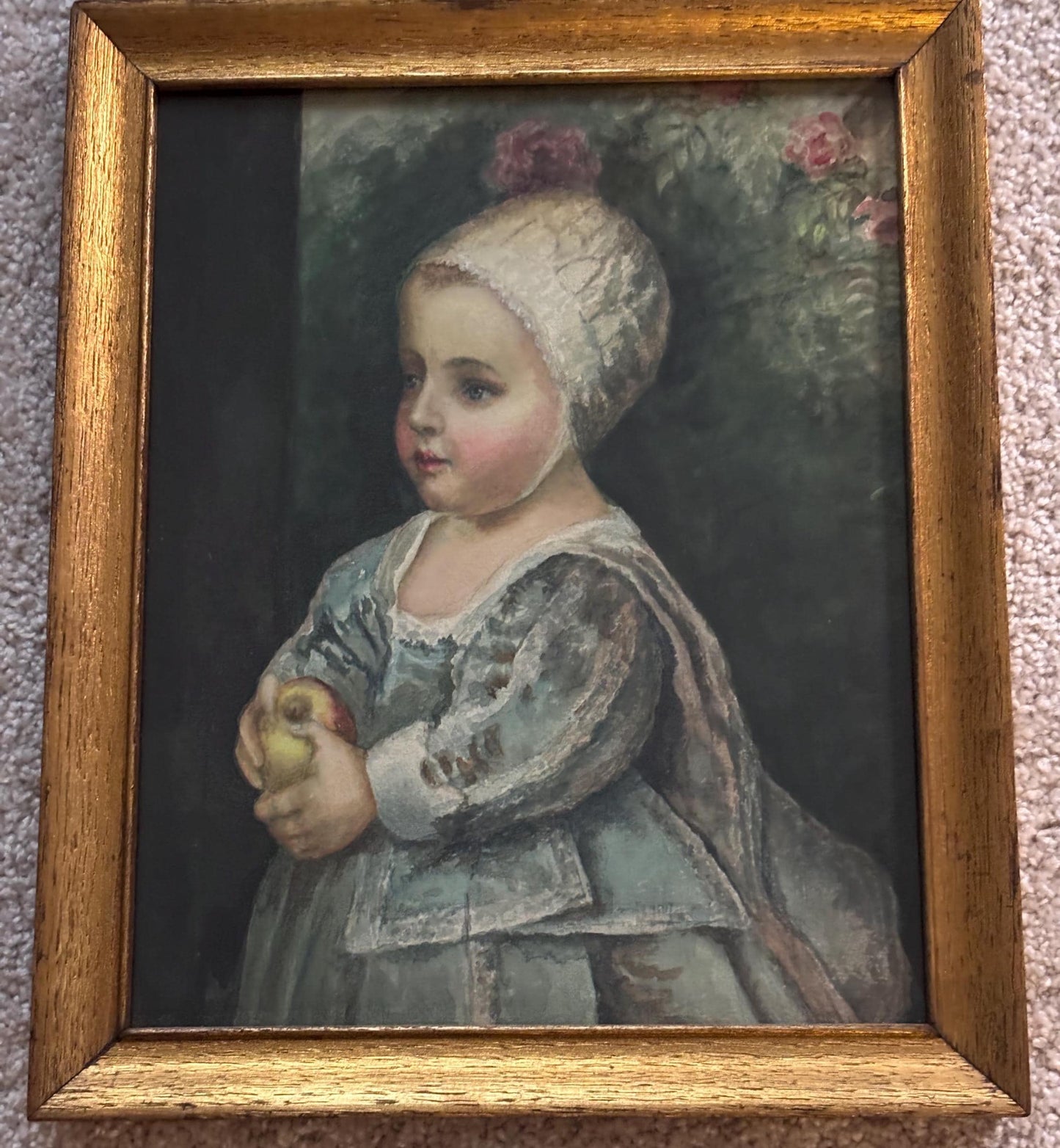 Vintage Baby Stuart Van Dyck Picture with Gold Beautiful Frame Lover Antiques and Vintage