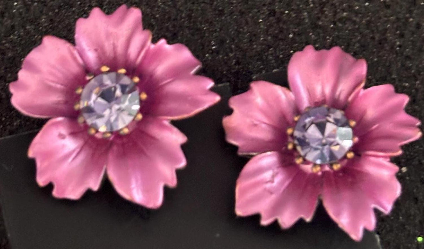 Vintage Pink Flower Starburst Earrings Lover Antiques and Vintage