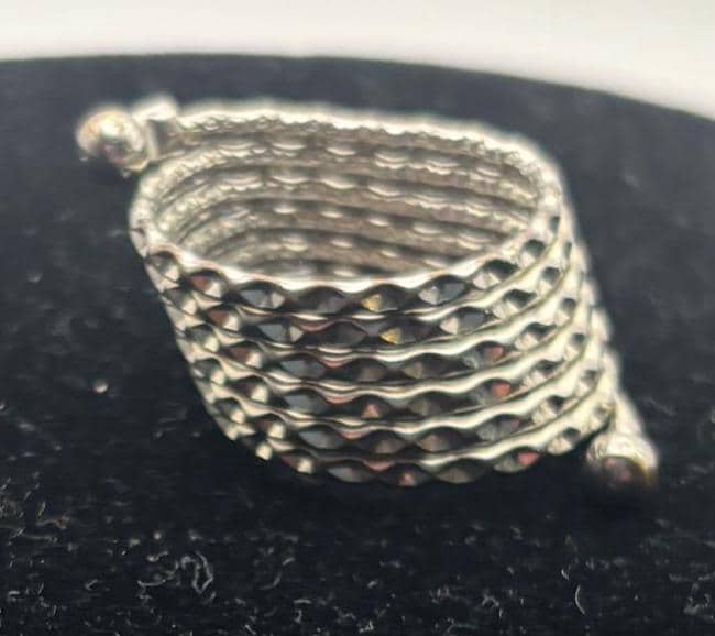 Vintage Sterling Silver Multi Strand Band Mesh Adjustable Ring Lover Antiques and Vintage