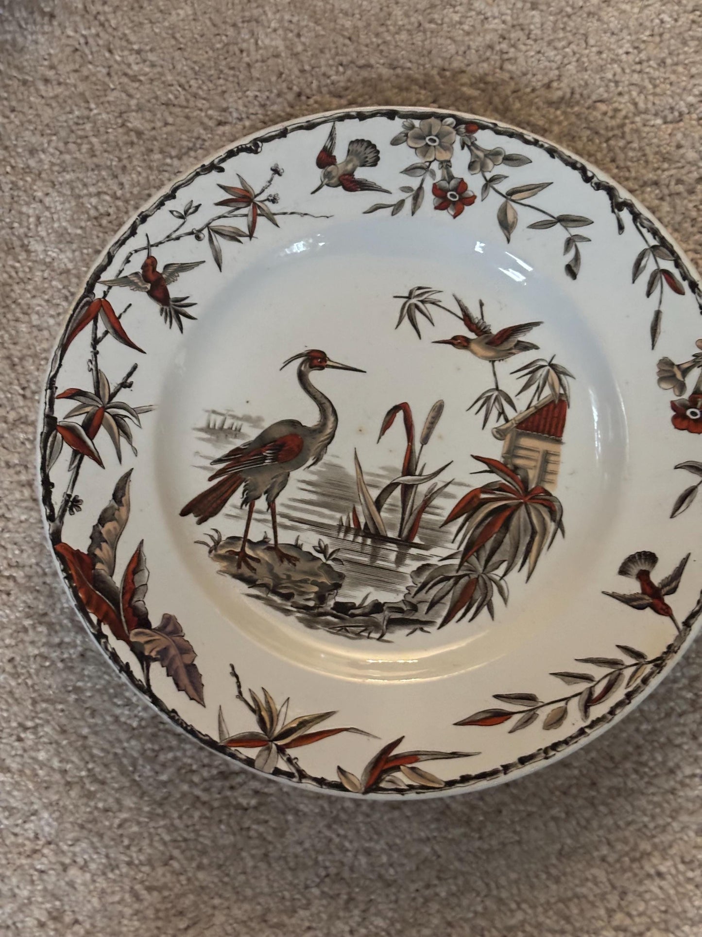 Antique Ridgeway Pottery INDUS Hand Painted Platter Flowers Large Dinner Plate RARE Lover Antiques and Vintage