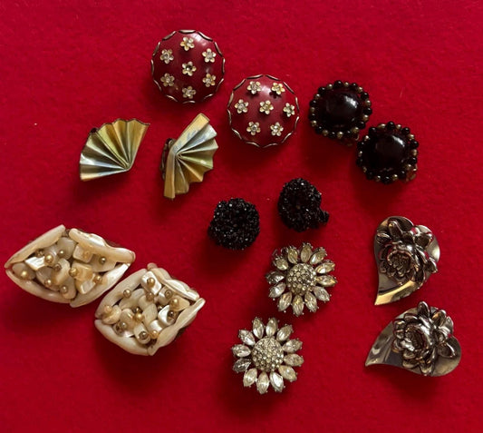 Vintage Collection of Earrings Variety Bulk Jewelry Clip On Earrings Lover Antiques and Vintage