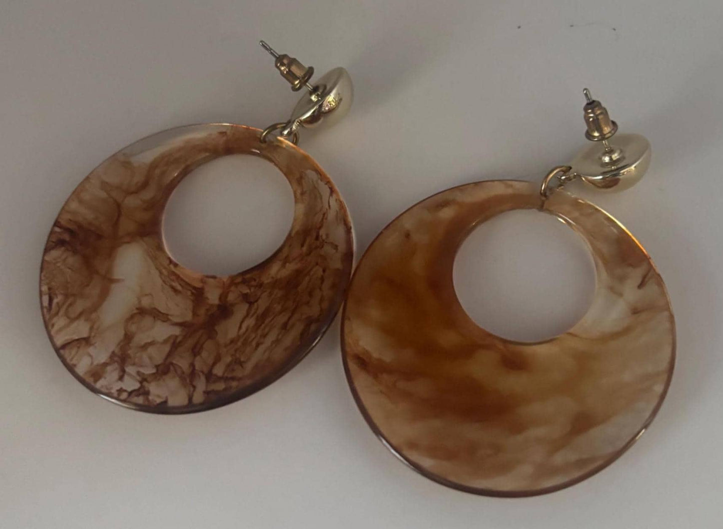 Brown Swirl Lucite Drop Earrings, Tortoiseshell Jewelry Gift, Lover Antiques and Vintage