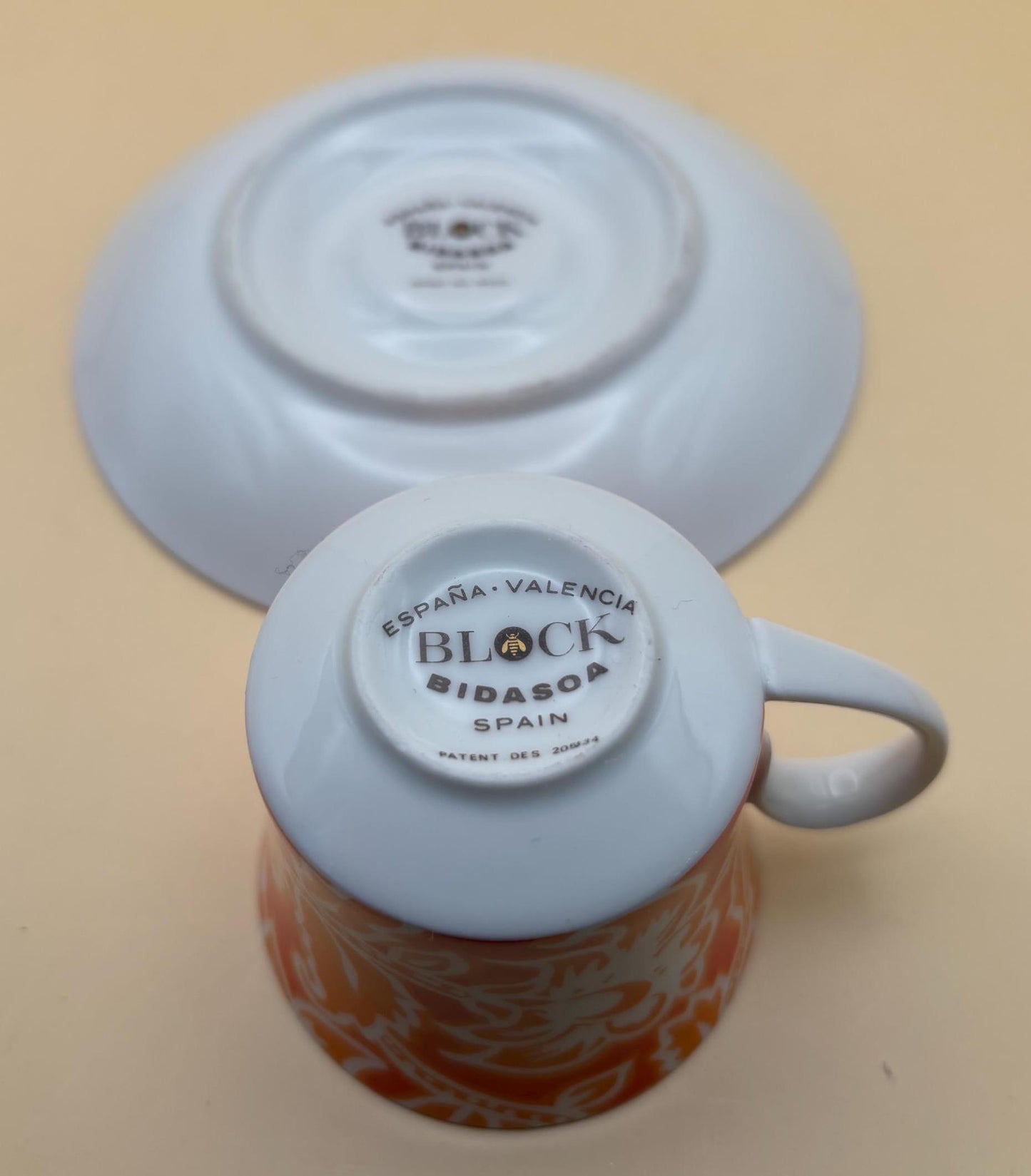 Vintage Block Bidasoa Spain Porcelain Tea Cup and Saucer Espana Valencia Collection Lover Antiques and Vintage