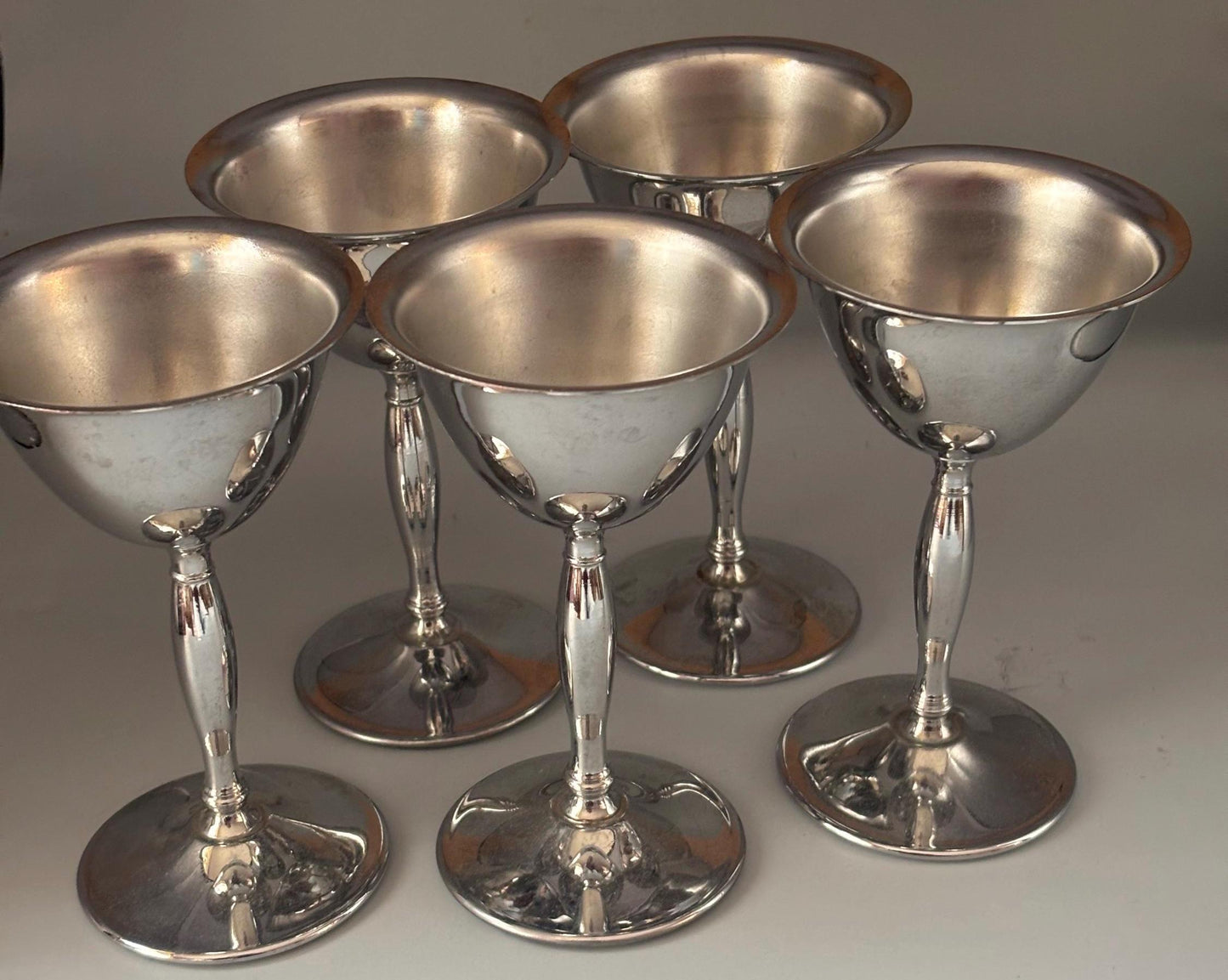 Stainless Chrome Stem Cordial Glass | Antique Silver Cup for Gift or Collecting