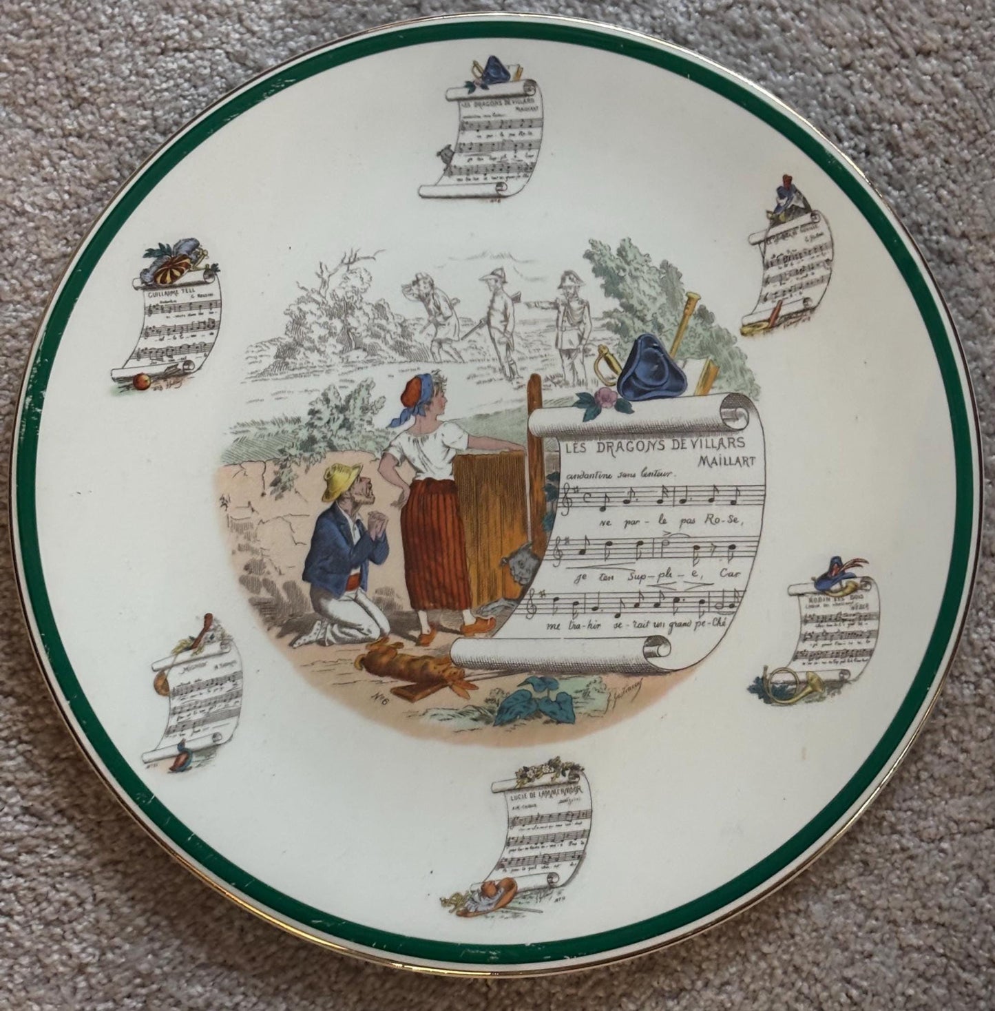 Antique Peasant Village Parry Vieille Very Large Rare French Opera Platter Signed PV Lover Antiques and Vintage