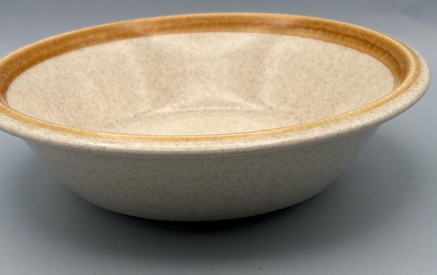 Vintage Mikasa Bowl Salad Soup Bowls Stone Manor Stoneware Tan Speckle With Brown Trim Ceramic Cereal Bowl Lover Antiques and Vintage
