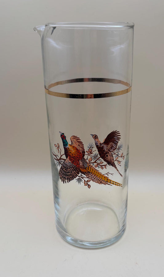 Vintage Princess House Pheasant Martini Glass Pitcher Drink Mixer Tall Pitcher Lover Antiques and Vintage