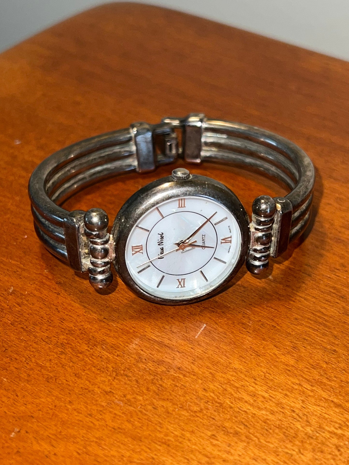 Vintage Pieva Nicol Quartz Watch: Stainless Steel Bangle Bracelet