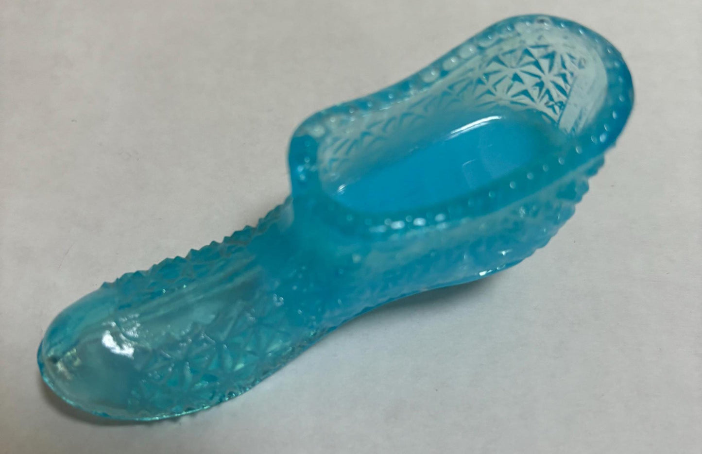Vintage Blue Shoe Glass Slipper Lover Antiques and Vintage