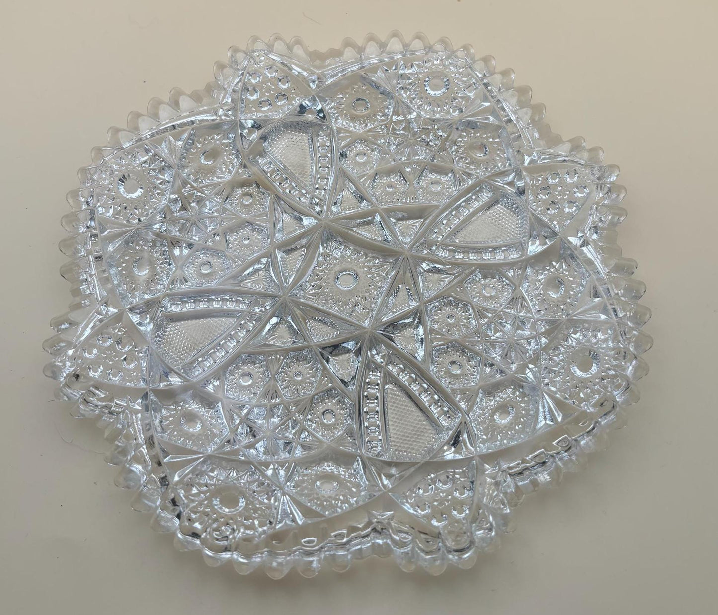 Peacock Crystal Glass Dish Toltec Cut Glass Nut Candy Serving Dish American Brilliant Crystal Gift For Her