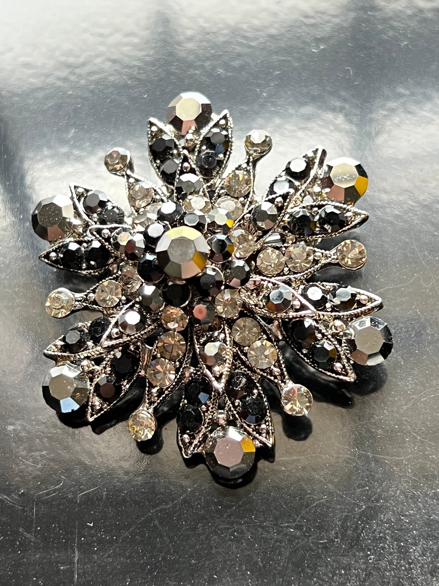 Vintage Black brooch multifaceted pin jewelry great gift