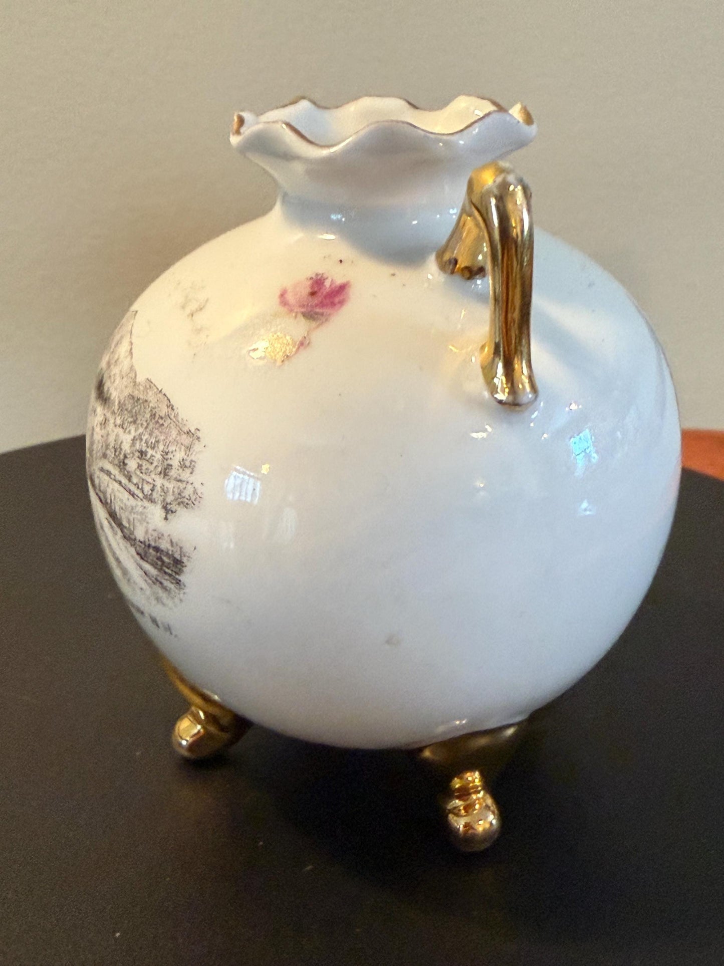 Vintage Carlsbad NW Pease Austrian Vase with Pink Roses Mount Kearsarge No Conway NH Lover Antiques and Vintage