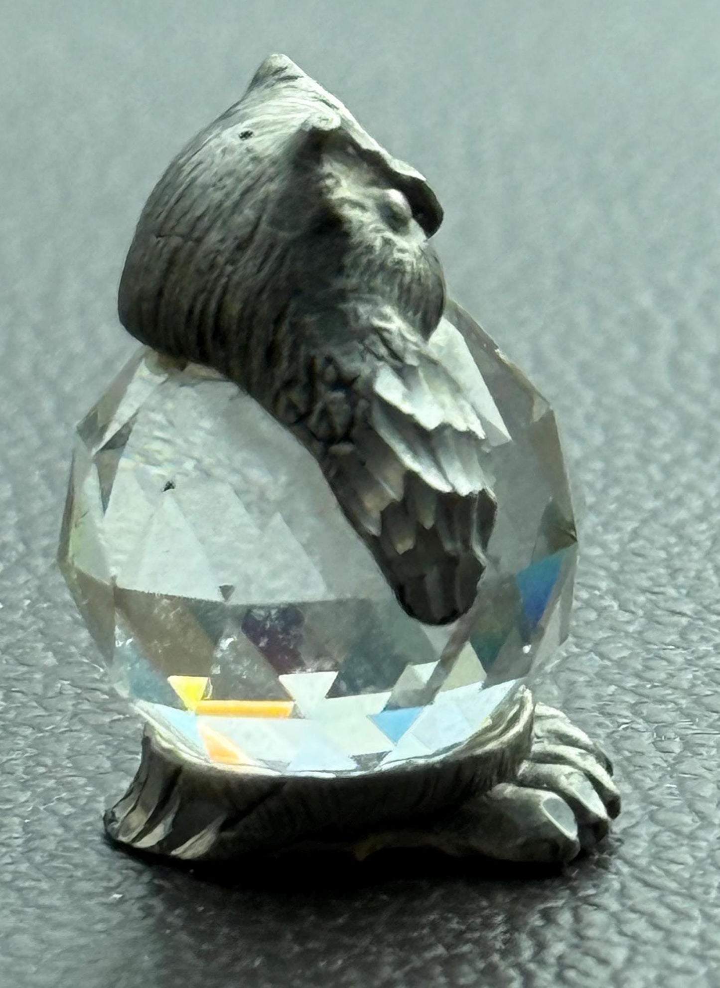 Vintage Crystal and Pewter Barn Owl Figurine Lover Antiques and Vintage