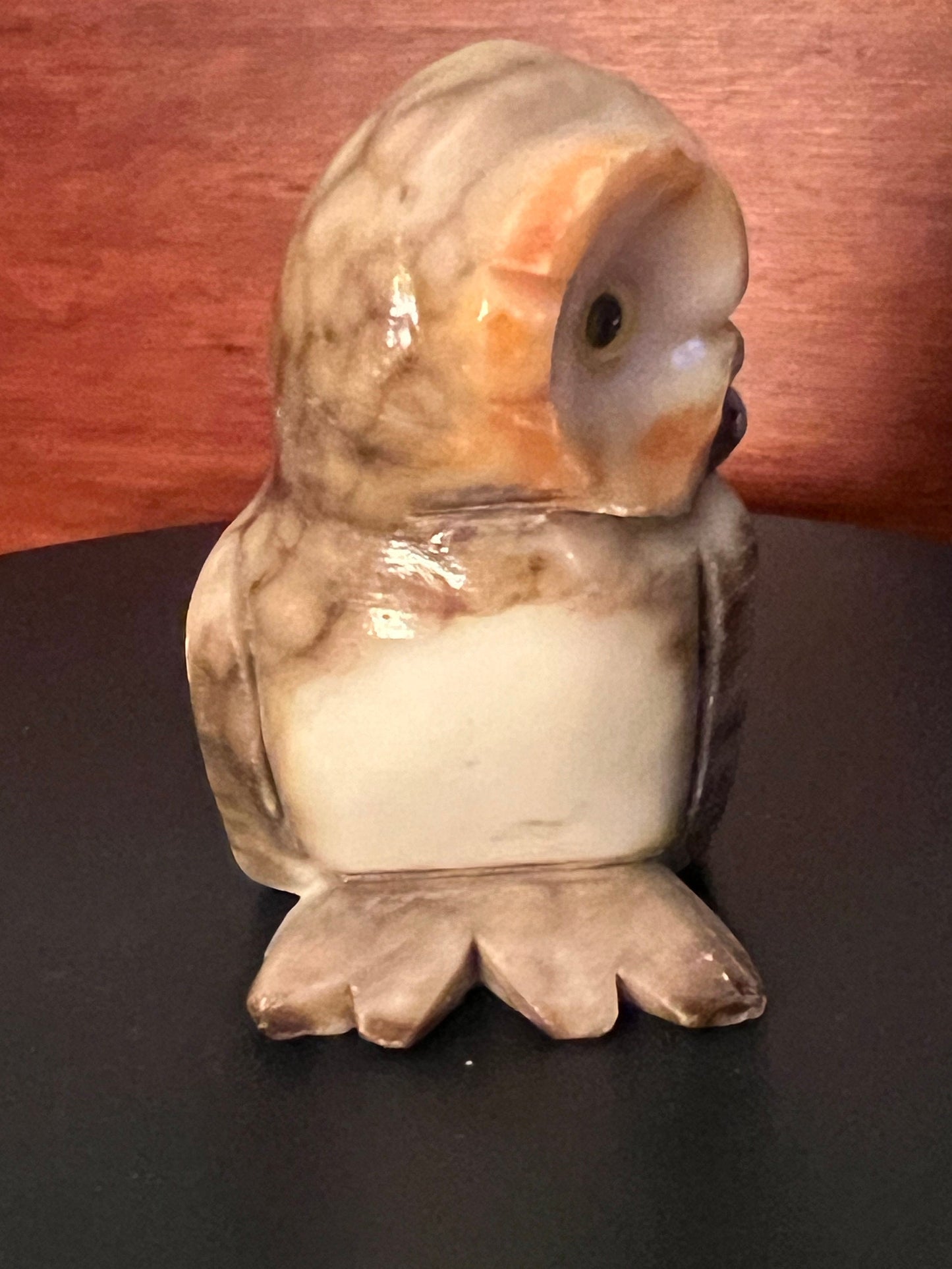 Vintage Alabaster Stone Owl Figure - Made in Italy