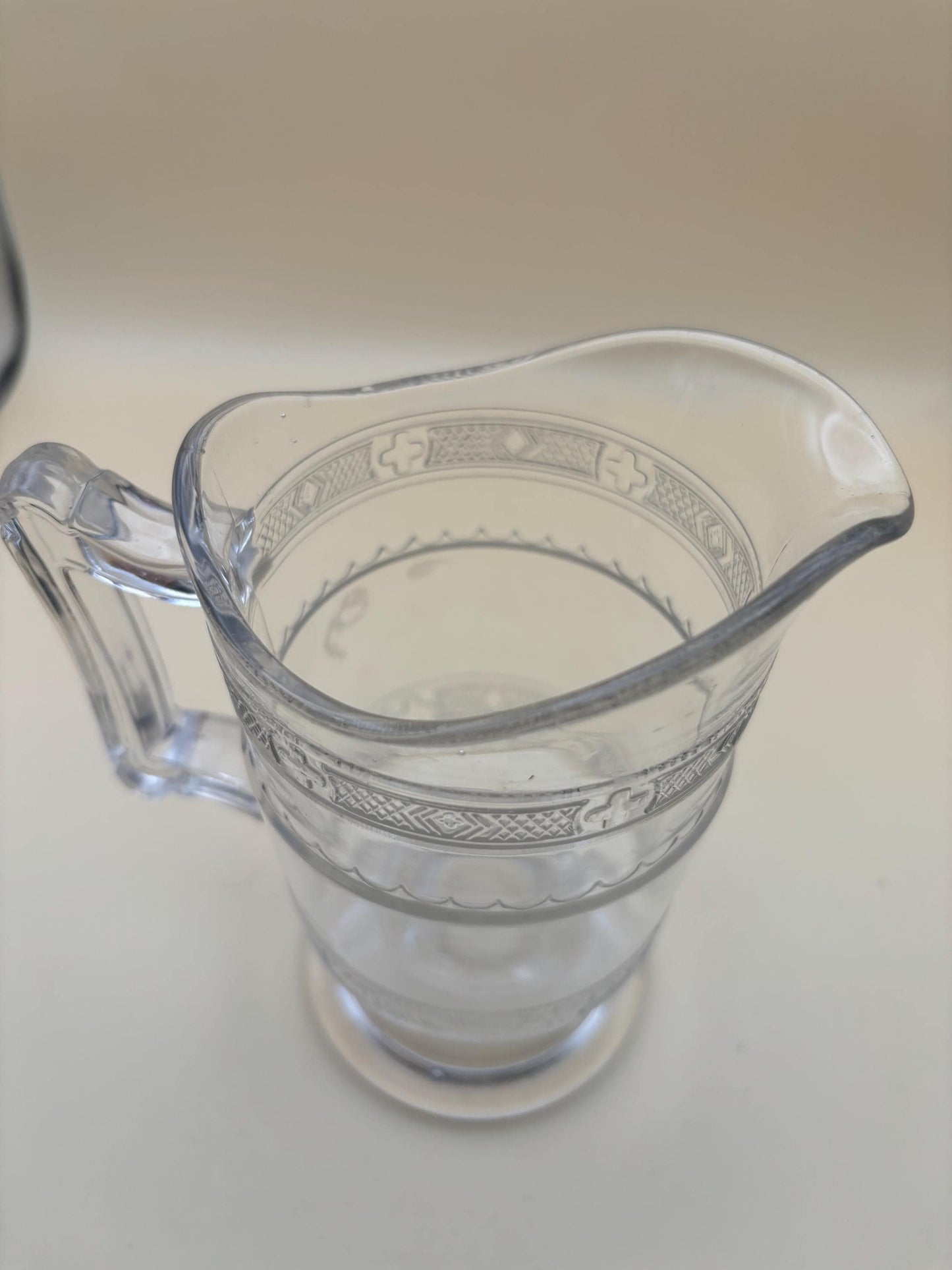 Antique Heisey Glass Creamer or Small Pitcher Creamer Cross Bands Lover Antiques and Vintage