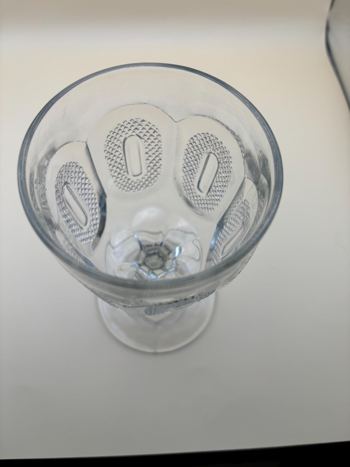 Vintage Crystal Water Goblet: Early Buckle Pattern Glass