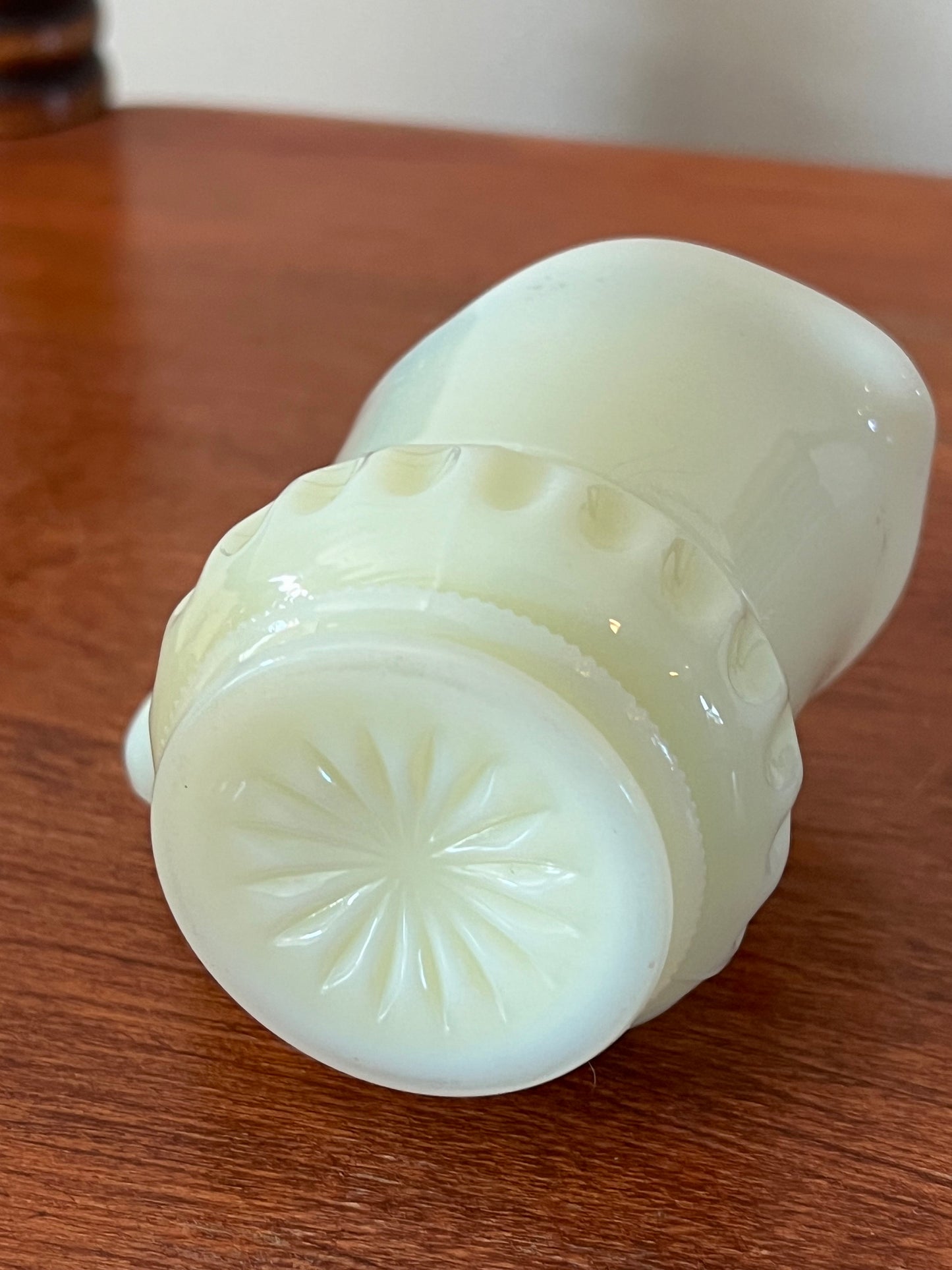 Vintage Heisey Uranium Glass Mini Pitcher: Richmond, Maine Souvenir