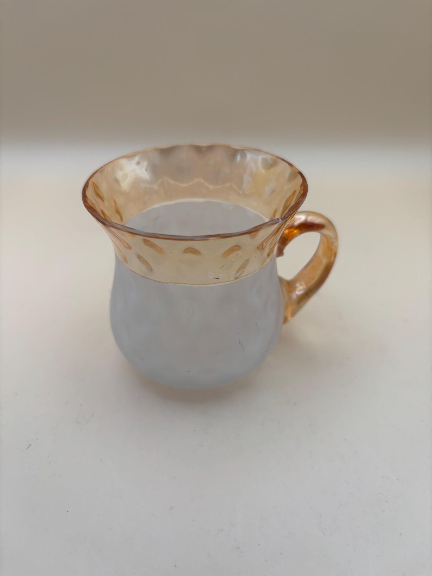 Victorian Pomona Glass Creamer by New England Glass Co Frosted Amber Stained Rim and Handle Lover Antiques and Vintage