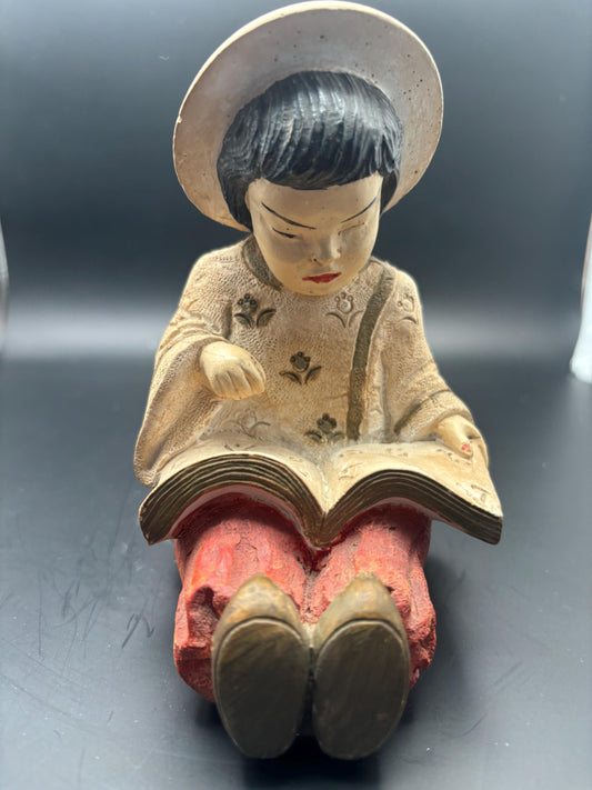 Vintage Girl Reading A Book Porcelain Japanese Figurine Lover Antiques and Vintage