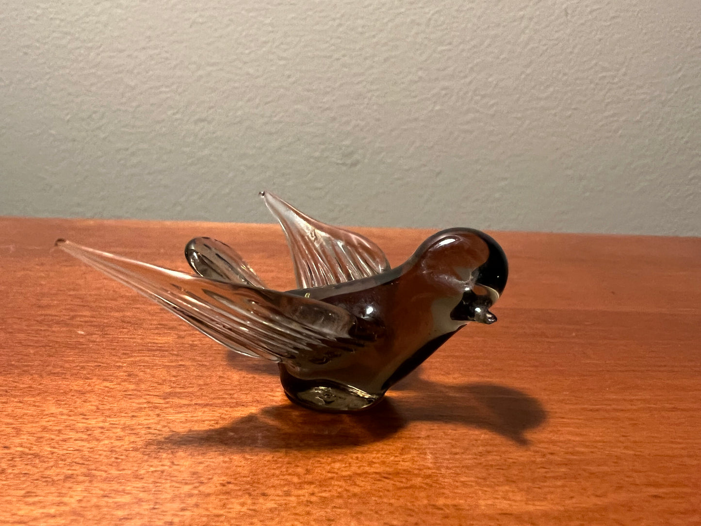 Vintage Hand Blown Glass bird light blue bird art glass mini treasure