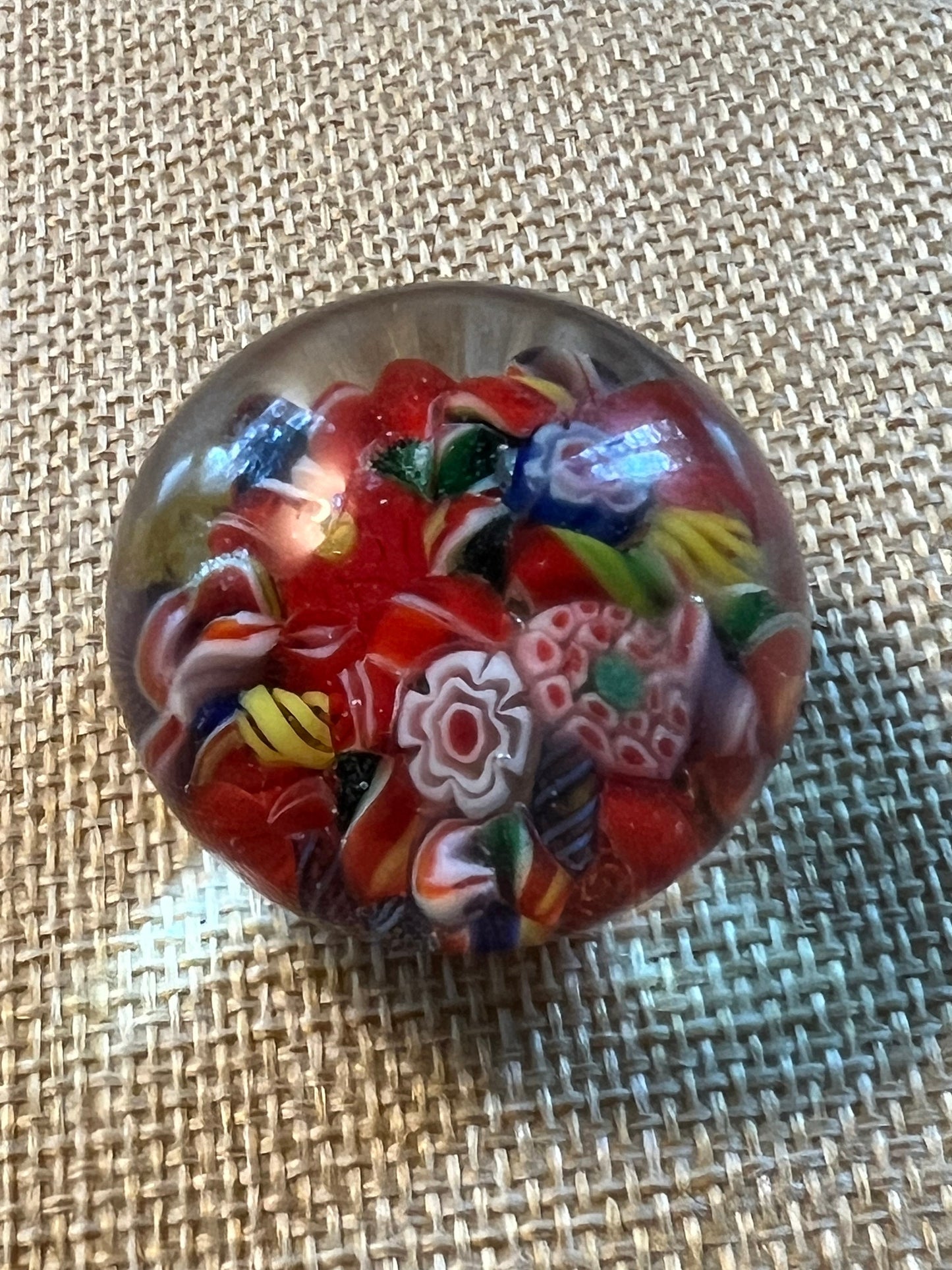 Vintage Murano Style Millefiori Art Glass Paperweight