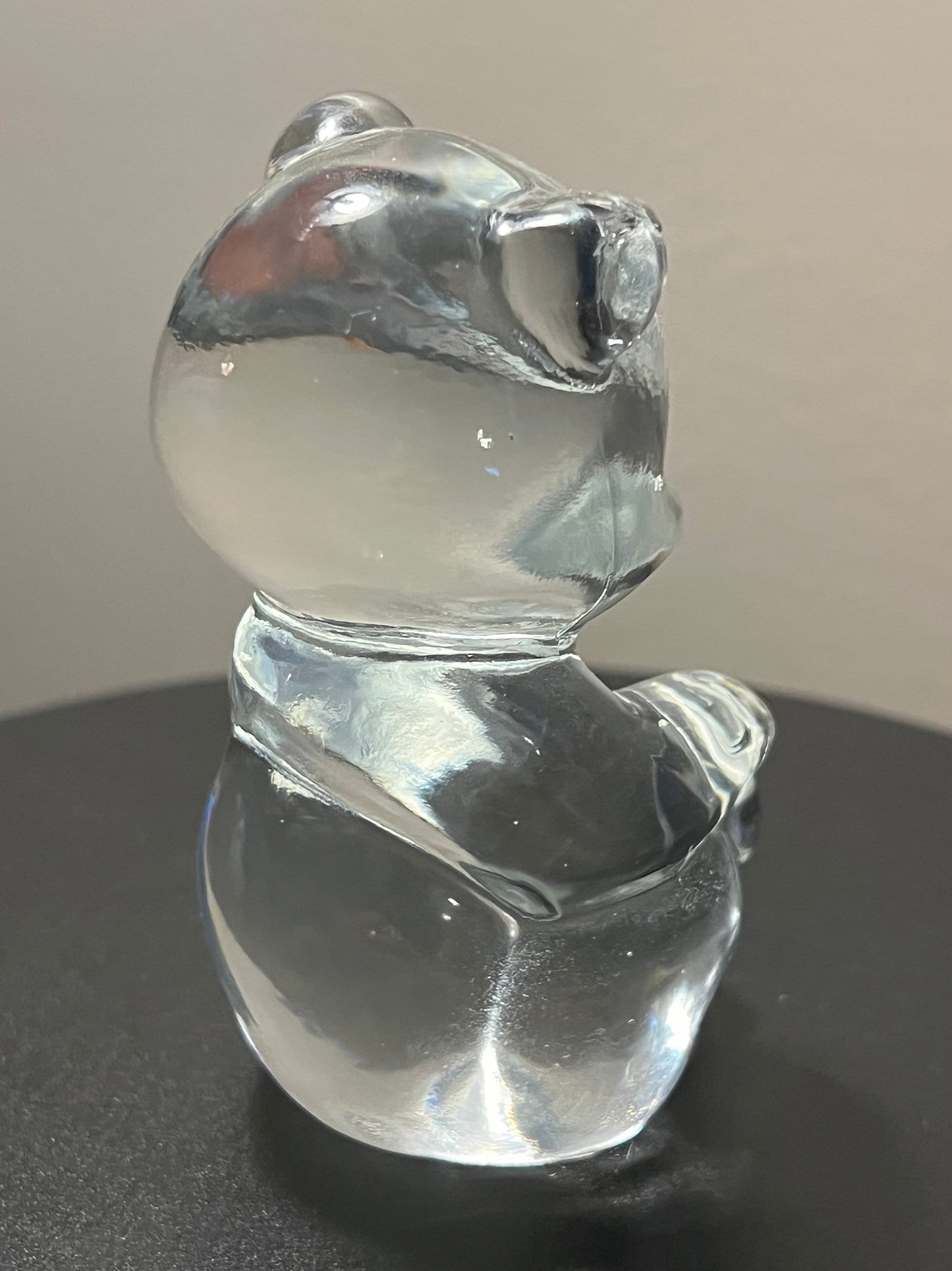 Vintage Fenton Clear Glass Bear Cub - 1980s Glass Art