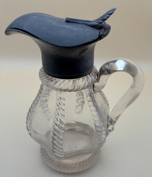 Antique Sandwich Glass Molasses Pitcher Crystal Etched Glass Jug Lover Antiques and Vintage