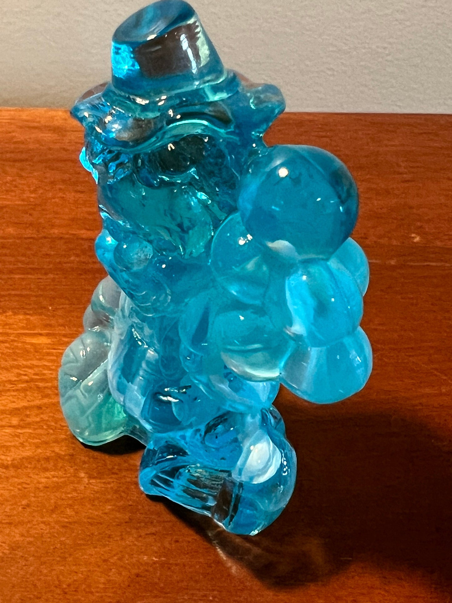 Vintage Mosser Blue Slag Glass Clown Gabby Figurine with Box