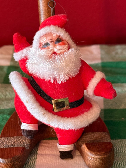 Vintage Dancing Santa Claus Ornament Red Felt Christmas Decoration Retro Holiday Decor
