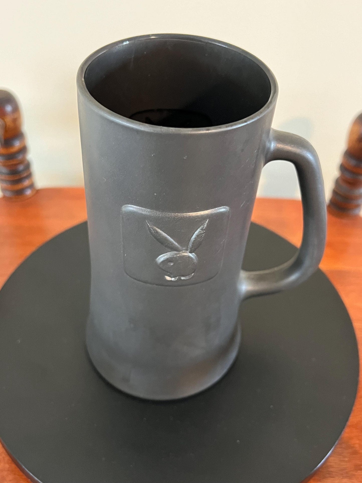 Vintage Playboy Stein Tall Clay Cup Beer Mug with Playboy Bunny Charcoal Matte Look Lover Antiques and Vintage